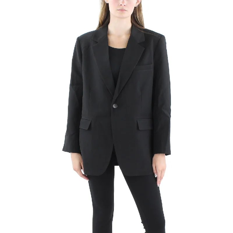 Cozy Looks Comfortable Apparel Aqua Womens Solid Tencel One-Button Blazer