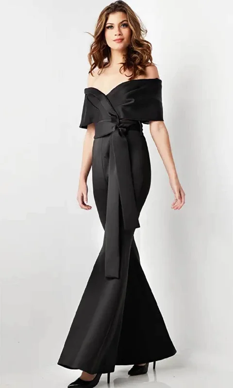Practical Streetwear Comfortable Fits Jovani 09726 - V-Neck Off-Shoulder Jumpsuit