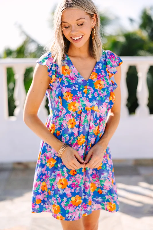 Versatile Outfits Comfortable Fit Just Like That Royal Blue Floral Dress