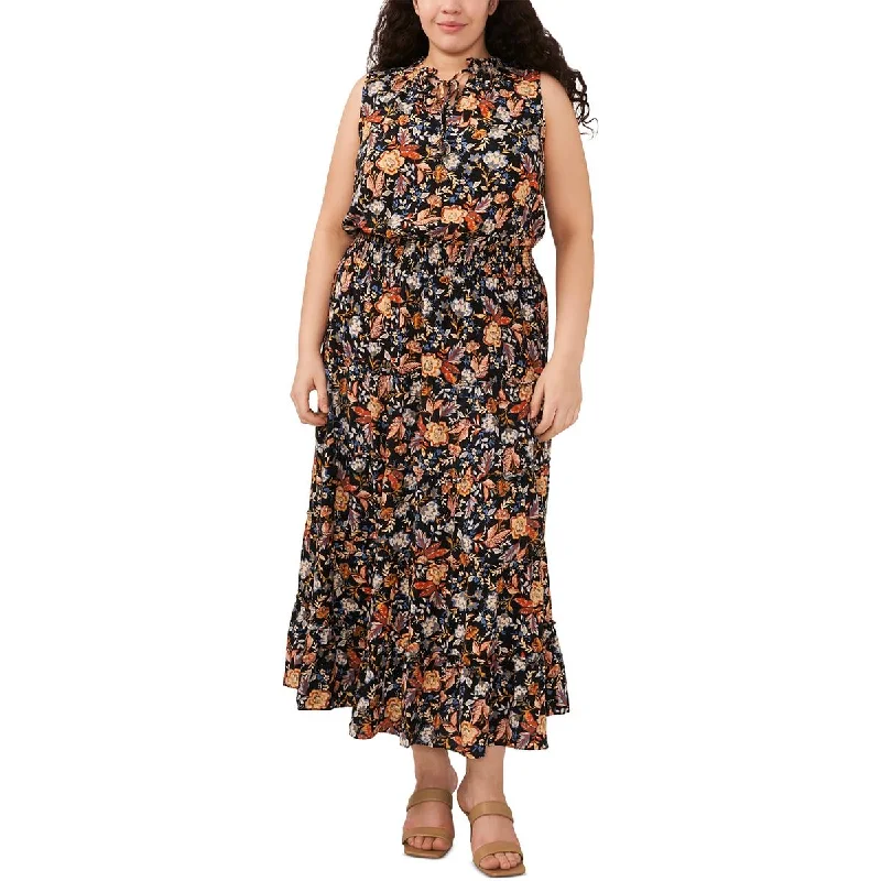 Versatile Comfort Pieces Cozy Textures MSK Womens Plus Floral Print Rayon Maxi Dress