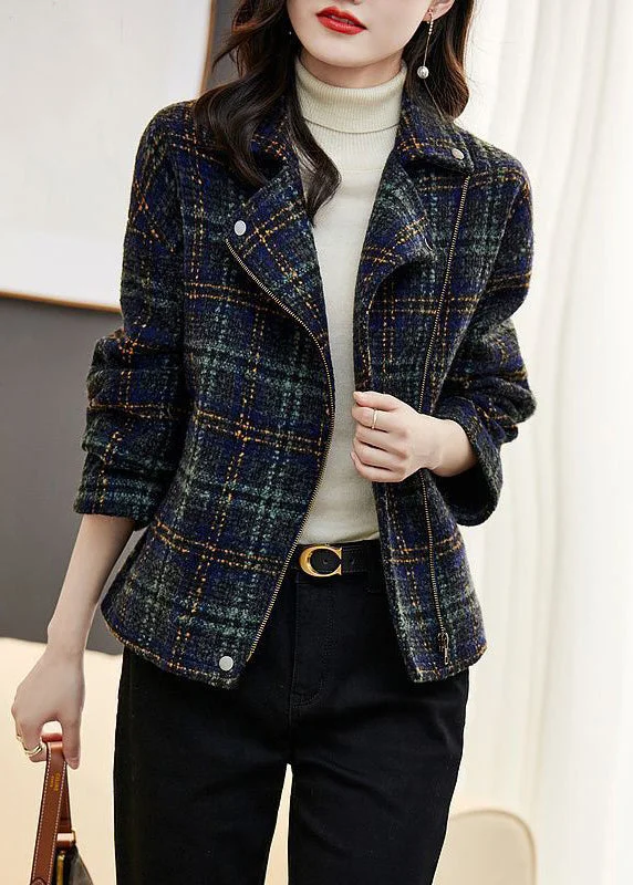 Cool Comfort Clothing Chic Textures Loose Plaid Zip Up Pockets Patchwork Cotton Coats Long Sleeve Cool Comfort Clothing Chic Textures Loose Plaid Zip Up Pockets Patchwork Cotton Coats Long Sleeve