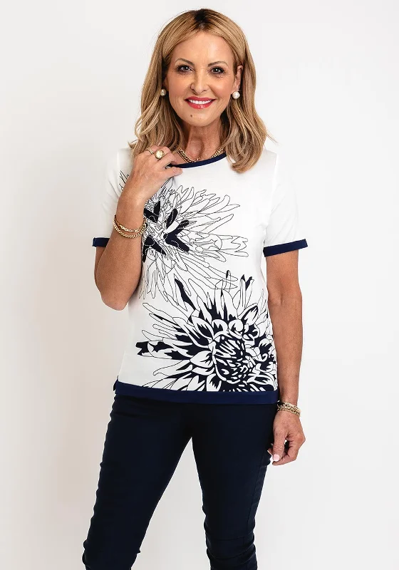 Comfy Fashion Trends Practical Chic Anonymous Rhinestone Flower Top, Off White
