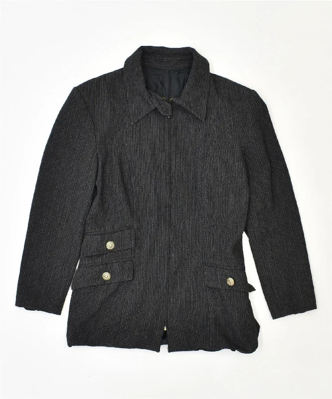 Soft Comfortwear Trendy Casuals VINTAGE Womens Blazer Jacket UK 12 Medium Black Striped