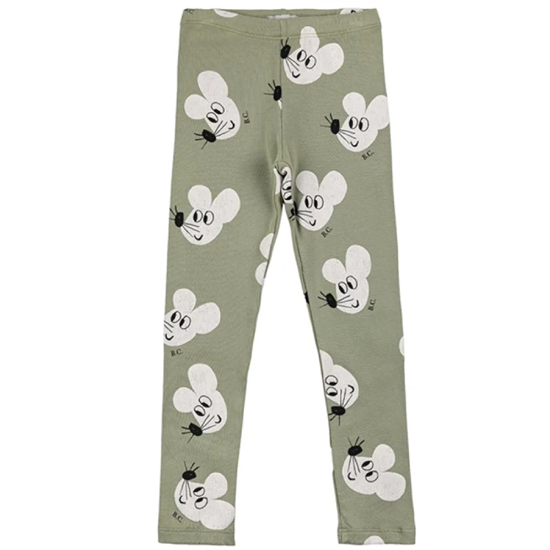 Bobo Choses Light Green Mouse Leggings AOP