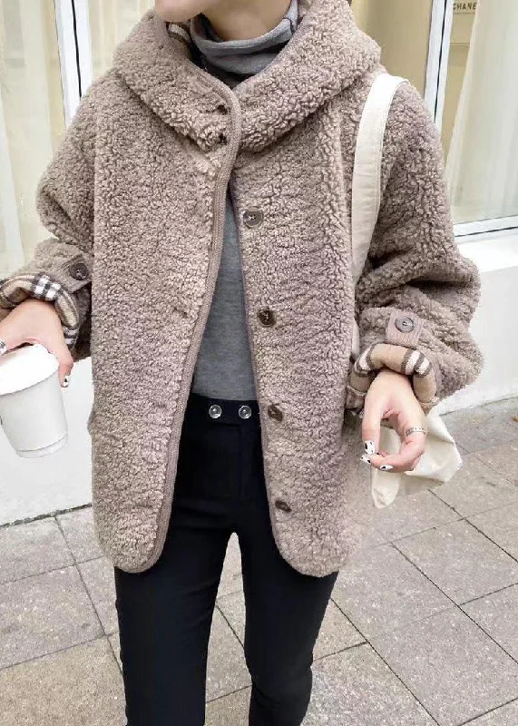 Fashionable Street Comfort Modern Comfort Beautiful Light Chocolate Outwear Coat Hooded Pockets Outwears
