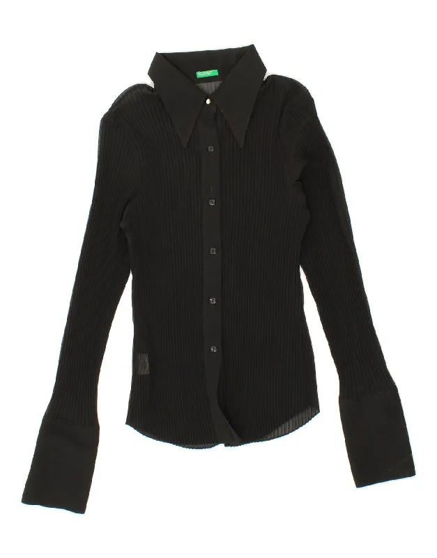 Cozy Everyday Wardrobe Comfy Chic UNITED COLORS OF BENETTON Womens Shirt UK 18 XL Black Polyester