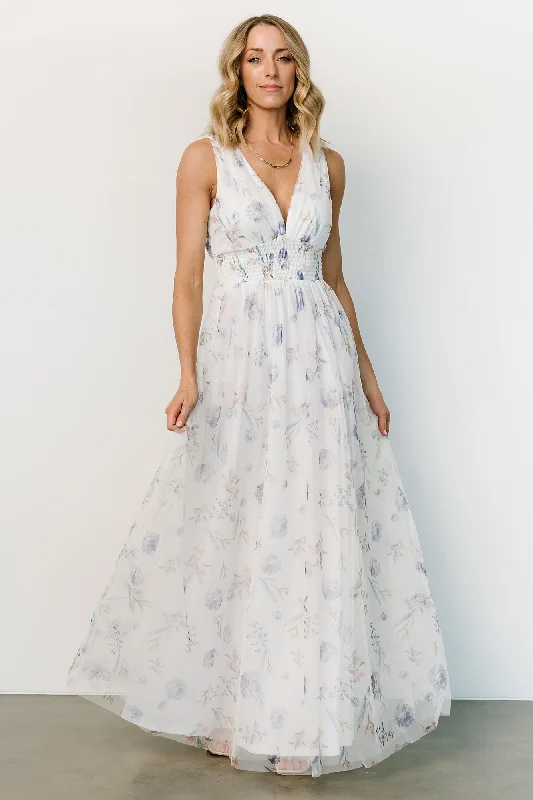 Comfortable Apparel Affordable Outfits Kamila Tulle Maxi Dress | White Floral
