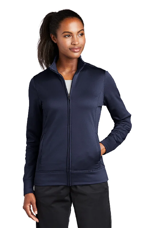 Modern Daywear Comfortable Daywear Sport-Tek Womens Sport-Wick Moisture Wicking Fleece Full Zip Sweatshirt w/ Pockets - Navy Blue