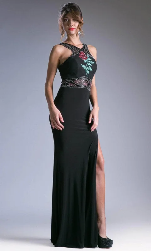 Relaxed Street Styles Everyday Style Ladivine 71041-1 - Rose Detail High Slit Trumpet Evening Dress Relaxed Street Styles Everyday Style Ladivine 71041-1 - Rose Detail High Slit Trumpet Evening Dress