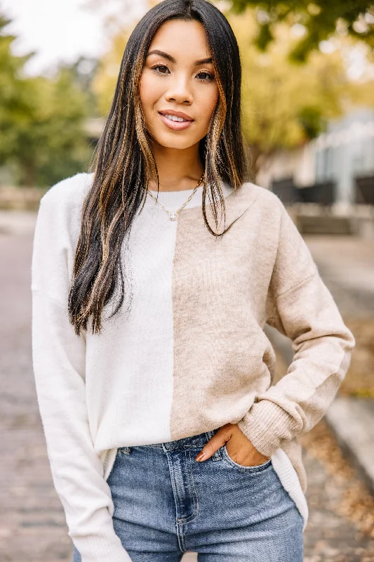 Affordable Smart Styles Budgeted Outfits Find Your Center Ivory White Colorblock Sweater Affordable Smart Styles Budgeted Outfits Find Your Center Ivory White Colorblock Sweater