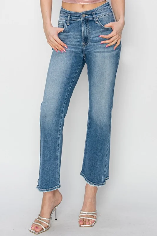 Chic Comfort Pieces Versatile Comfortwear RISEN High Rise Slim Straight Jeans