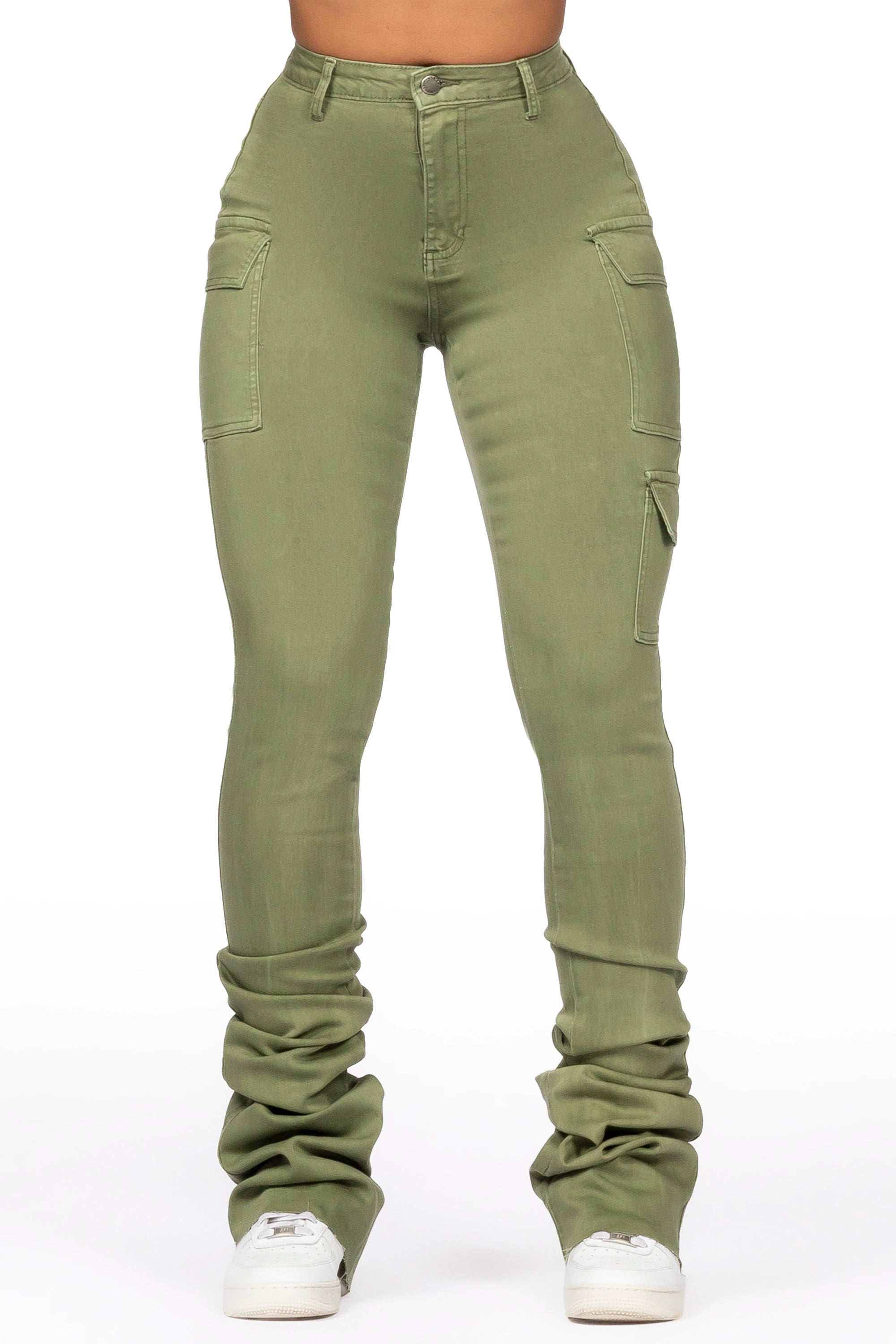 Vixen Olive Cargo Super Stacked Jean