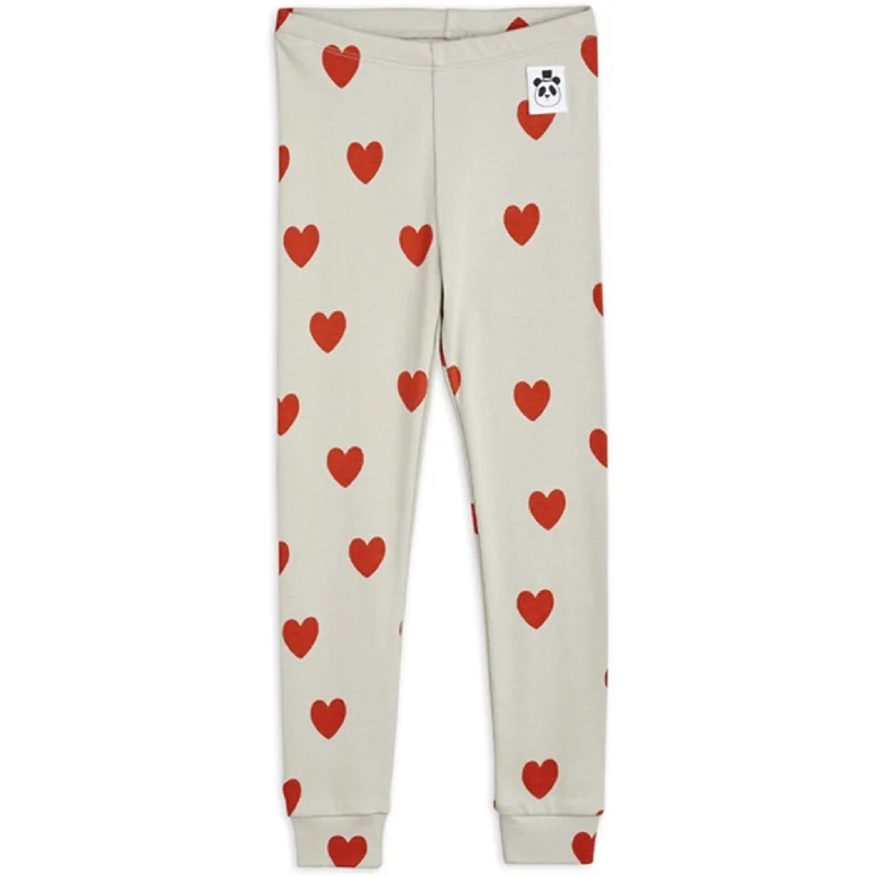 Soft Textured Wear Practical Comfort Mini Rodini Hearts Aop Leggings Grey