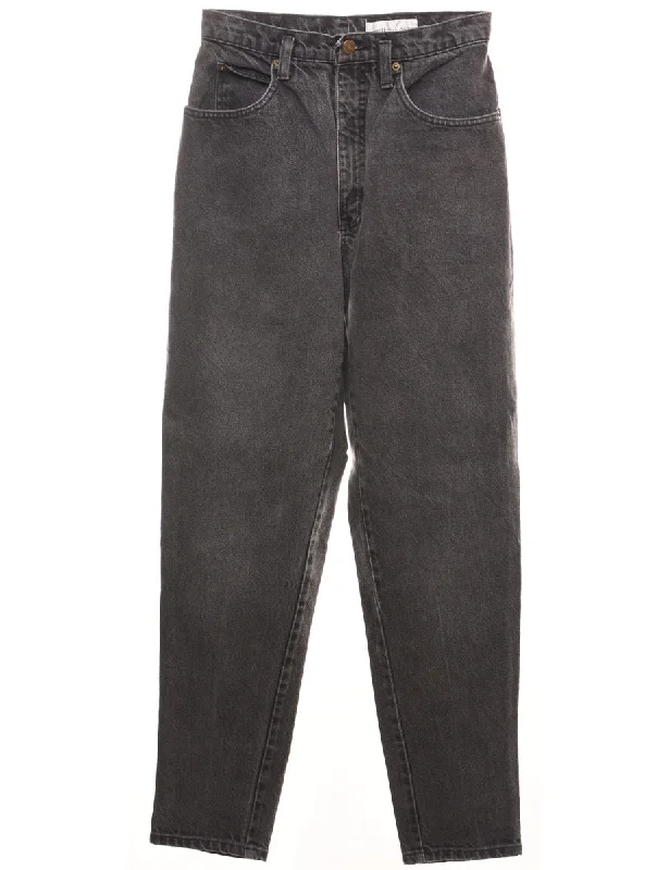 Chic Layering Daywear Fashion Black Tapered Jeans - W28 L31