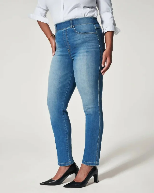 Trendy Comfortables Comfy Styling Ankle Straight Leg Jeans In Vintage Indigo