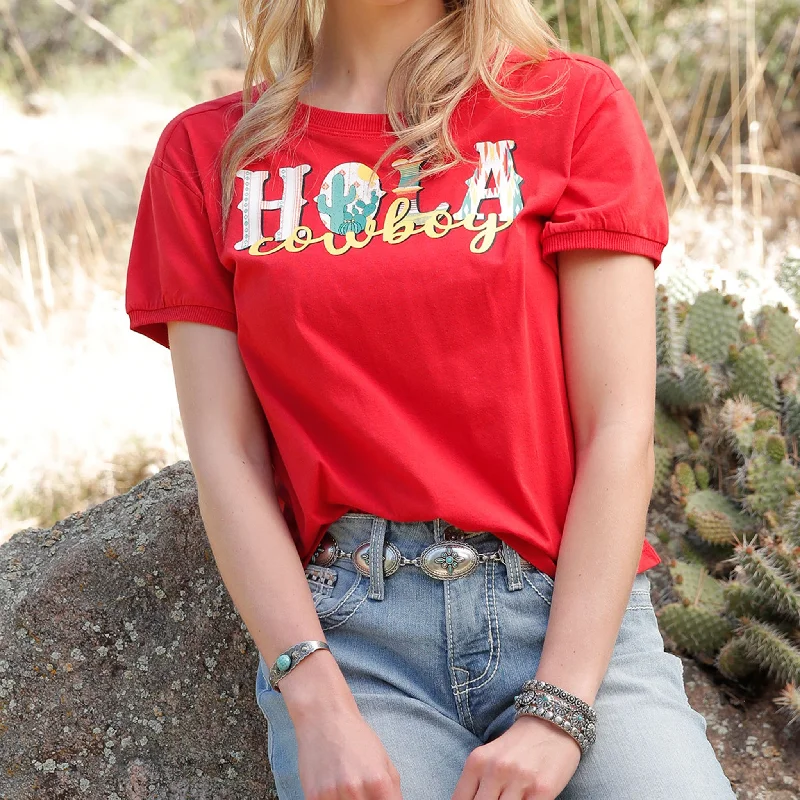 Cozy Looks Comfortable Daywear Cruel Denim Women's Red Hola Cowboy Tee
