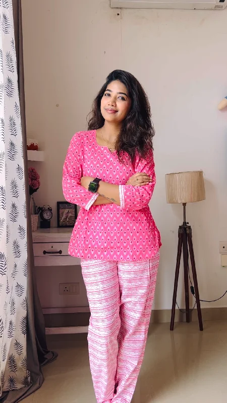 Chic Comfort Pieces Affordable Outfits MANGAI Premium Cotton Printed Cambric Night Suits | Stylish Print's All Over | Top & Bottom Set | 3/4 Sleeve | Trendy Night Suits for Stylish Women's (CMNS) Chic Comfort Pieces Affordable Outfits MANGAI Premium Cotton Printed Cambric Night Suits | Stylish Print's All Over | Top & Bottom Set | 3/4 Sleeve | Trendy Night Suits for Stylish Women's (CMNS)