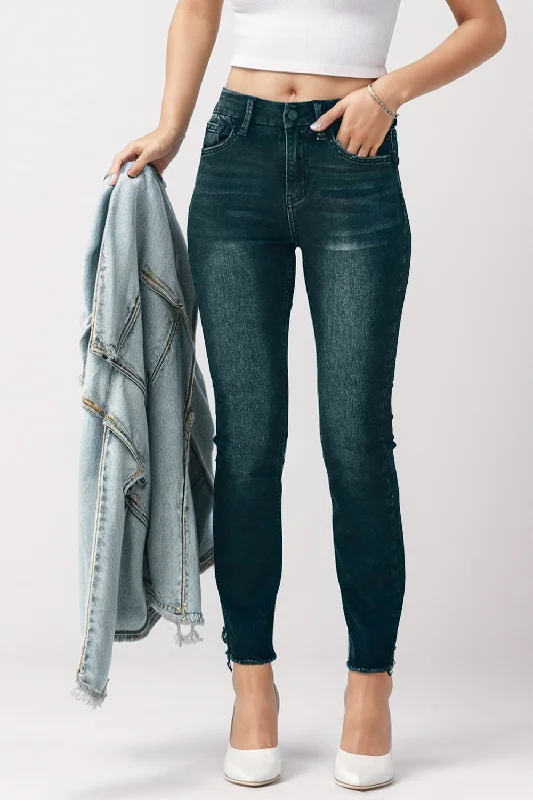 Comfortable Vibes Casual Looks Mid-Rise Waist Skinny Jeans with Pockets