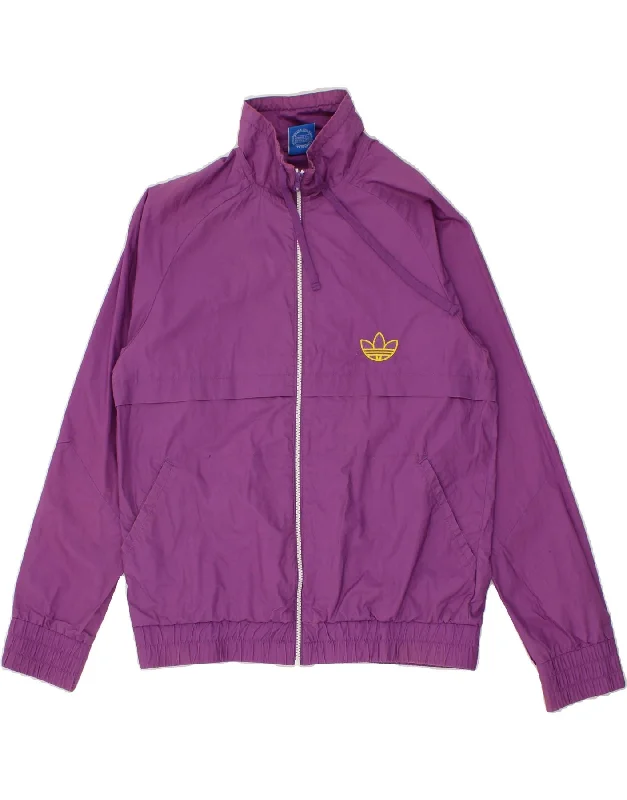 ADIDAS Womens Tracksuit Top Jacket UK 16 Large Purple Cotton