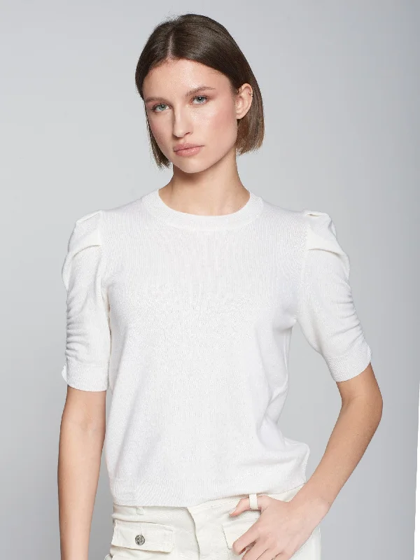 Vilagallo Knitwear Puffed Sleeve Sweater Ecru