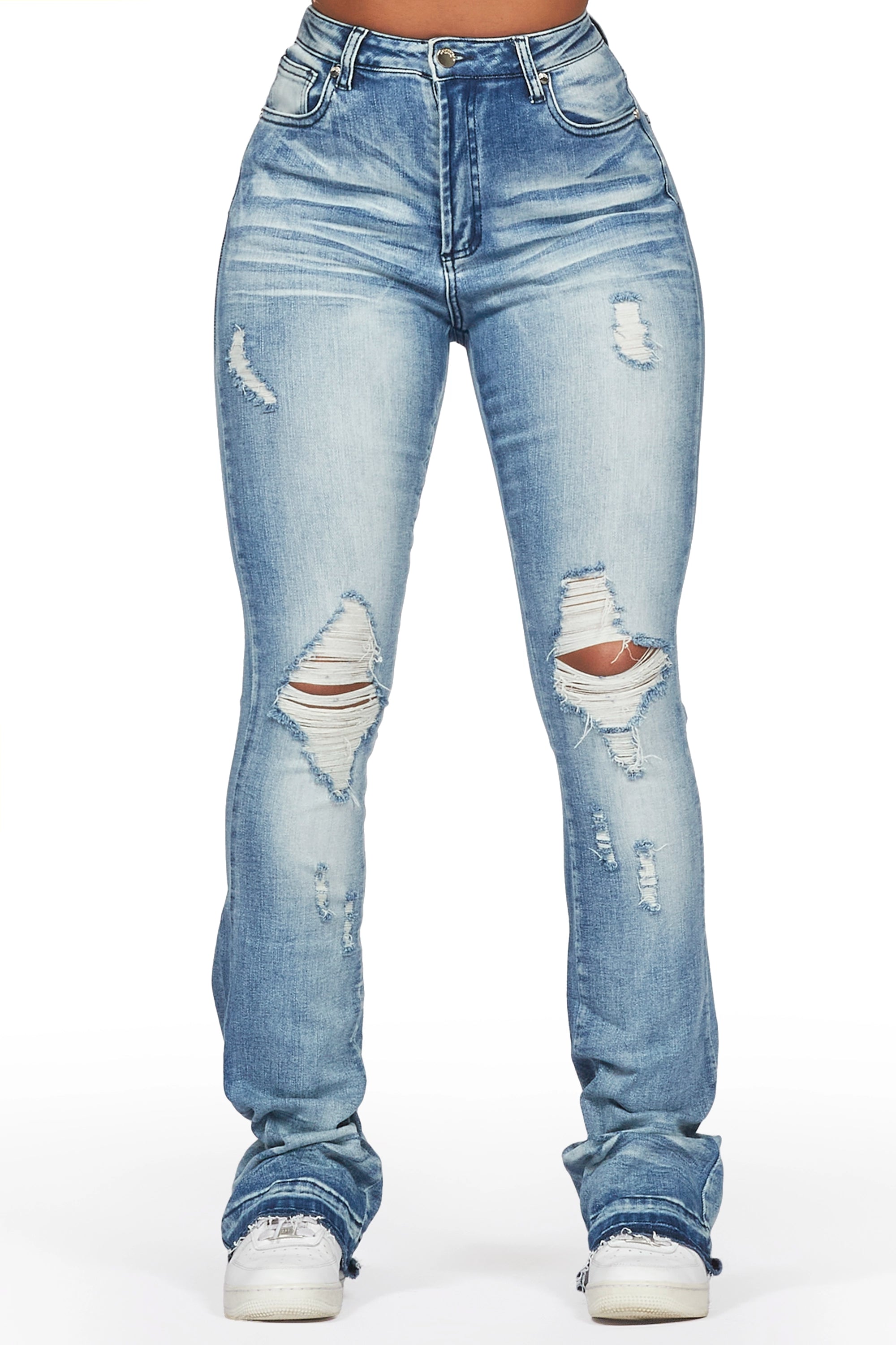 Simple Wear Street Chic Leilany Light Wash Stacked Flare Jean