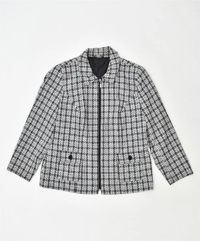 Practical Streetwear Relaxed Fashion VINTAGE Womens Blazer Jacket UK 16 Large Grey Check Polyester