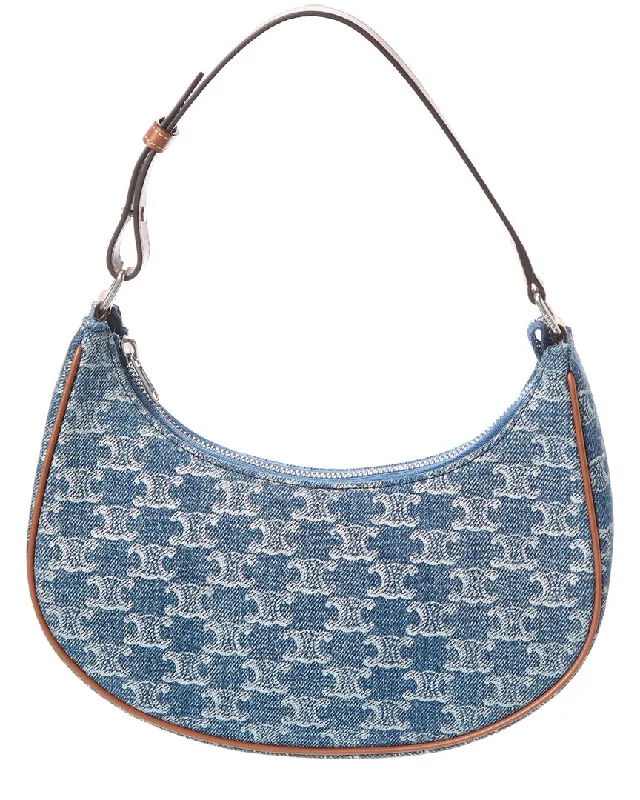 Soft Comfort Fits Relaxed Fits CELINE Ava Denim & Leather Hobo Bag