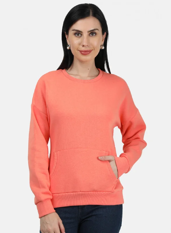 Relaxed Textiles Cozy Casuals Women Peach Plain Sweatshirt