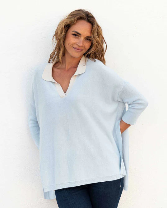 Everyday Comfort Wear Cozy Essentials Mersea Catalina Polo Sweater Sky