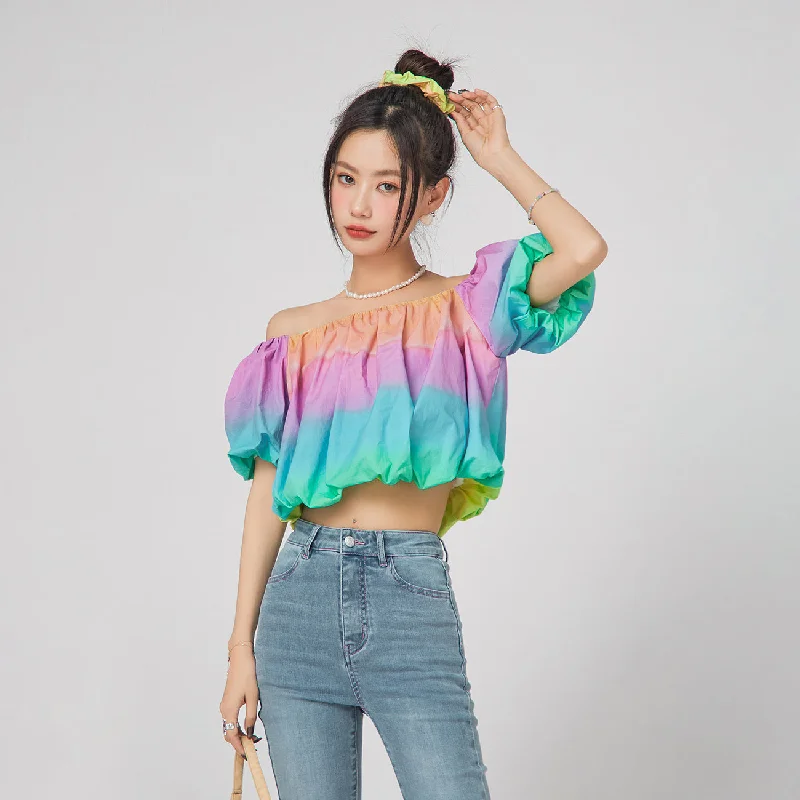 Rainbow Off-Shoulder Blouse