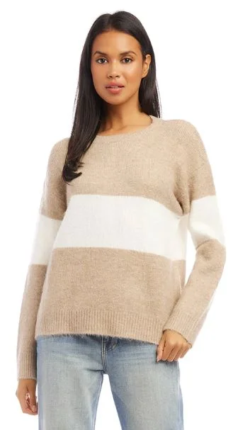 Comfy Daily Outfits Simple Wear Karen Kane Stripe Sweater Oatmeal