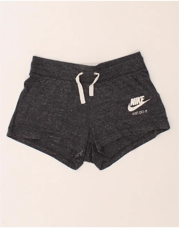 Chic Vibes Soft Apparel NIKE Womens Graphic Sport Shorts UK 14 Medium Grey Flecked