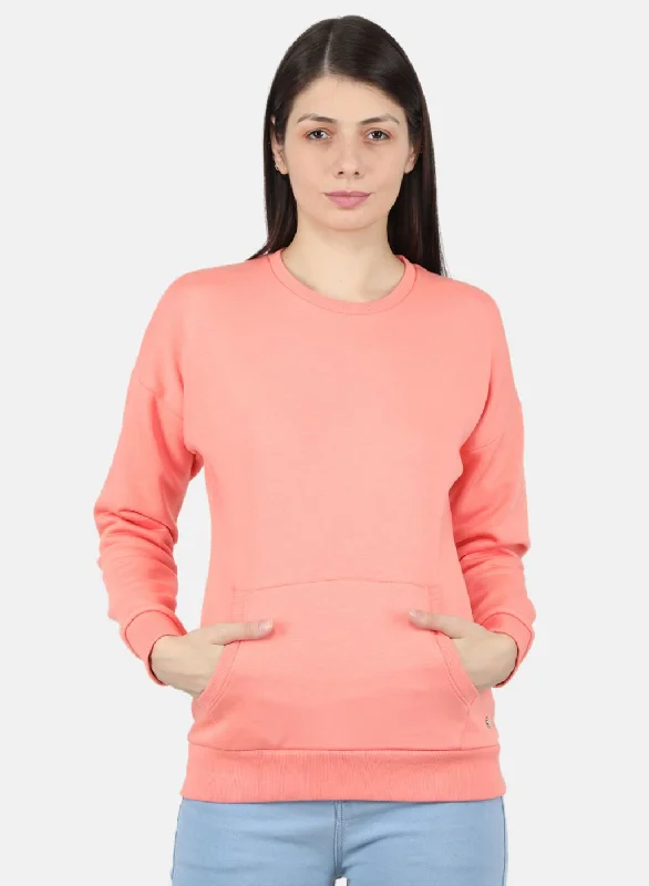 Chic Vibes Street Comfortwear Women Pink Solid Sweatshirt