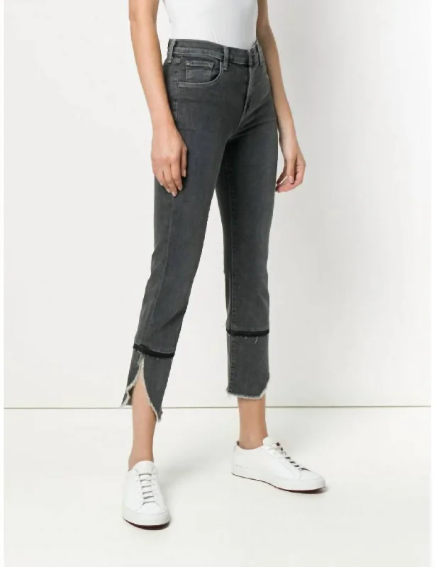 Cool Comfort Clothing Practical Layers Ruby High Rise Asymmetrical Fray Straight Leg Crop Jeans In Gray Cool Comfort Clothing Practical Layers Ruby High Rise Asymmetrical Fray Straight Leg Crop Jeans In Gray