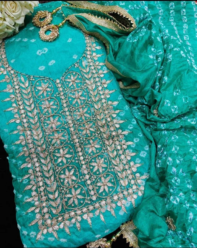 Comfortable Vibes Chic Comfort KcPc New Art Silk Bandhani Gotapatti Work Salwar suit KML Comfortable Vibes Chic Comfort KcPc New Art Silk Bandhani Gotapatti Work Salwar suit KML