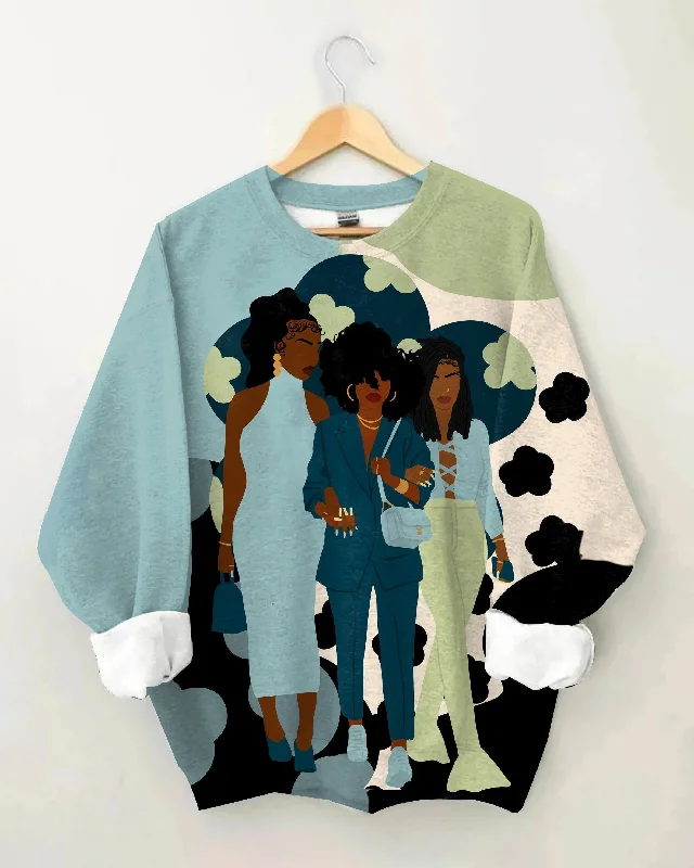 Three City Brown Girl Long Sleeve Sweatshirt