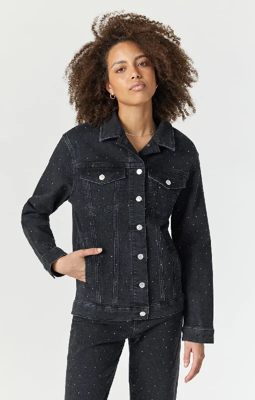Streetwear Comfort Simple Wear KARLA JACKET IN SHINY SMOKE DENIM