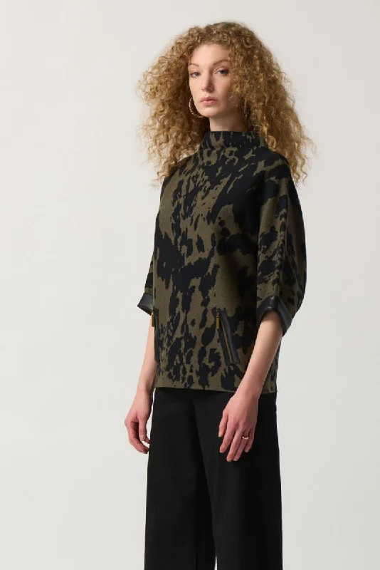 Smart Layered Looks Easy Chic Joseph Ribkoff Avocado/Black Animal Print Boxy Top Style 233948 Smart Layered Looks Easy Chic Joseph Ribkoff Avocado/Black Animal Print Boxy Top Style 233948
