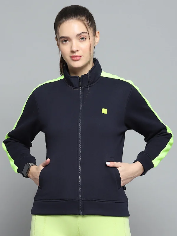 Chic Comfort Pieces Effortless Comfort Women Navy Blue Solid Mock Neck Full Sleeve Sweatshirt Chic Comfort Pieces Effortless Comfort Women Navy Blue Solid Mock Neck Full Sleeve Sweatshirt
