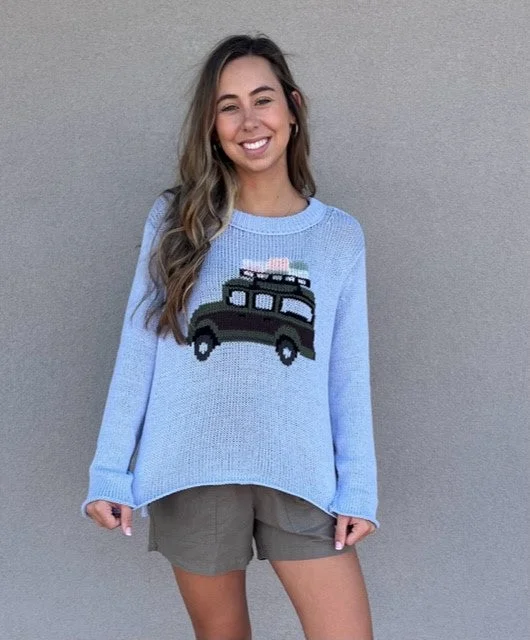 Simple Fashion Styles Versatile Chic Wooden Ships On the Road Crew Blue Wisp