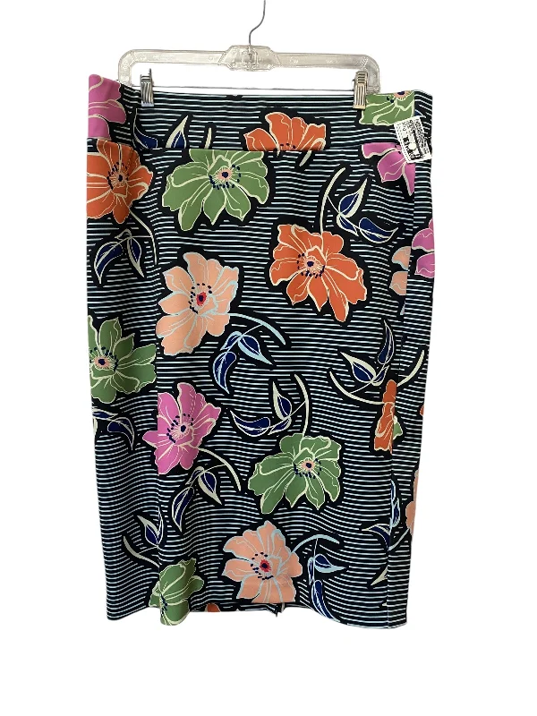 Cozy Essentials Everyday Chic Skirt Midi By Eloquii In Floral Print, Size: 18