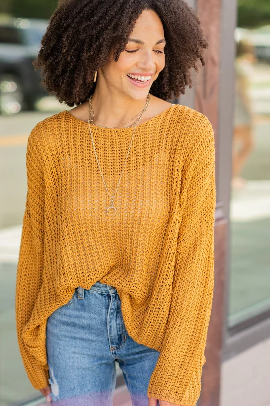Chic Layering Affordable Layers Here For It Butter Scotch Yellow Loose Knit Sweater