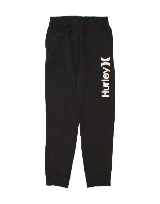 HURLEY Womens Dri Fit Graphic Tracksuit Trousers Joggers UK 18 XL Black