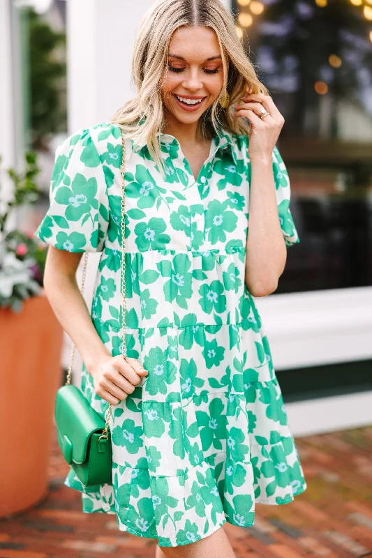 Affordable Chic Fits Street Chic Look Where You Are Kelly Green Floral Babydoll Dress Affordable Chic Fits Street Chic Look Where You Are Kelly Green Floral Babydoll Dress