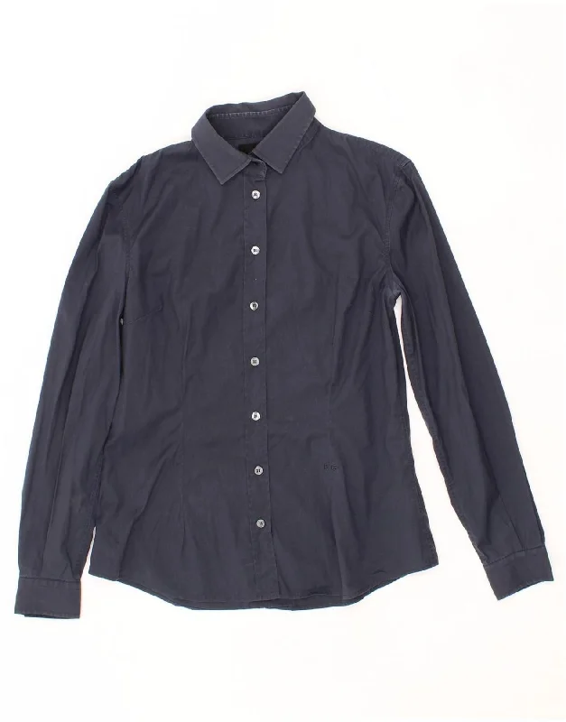 DOLCE & GABBANA Womens Shirt IT 46 Large Navy Blue Cotton