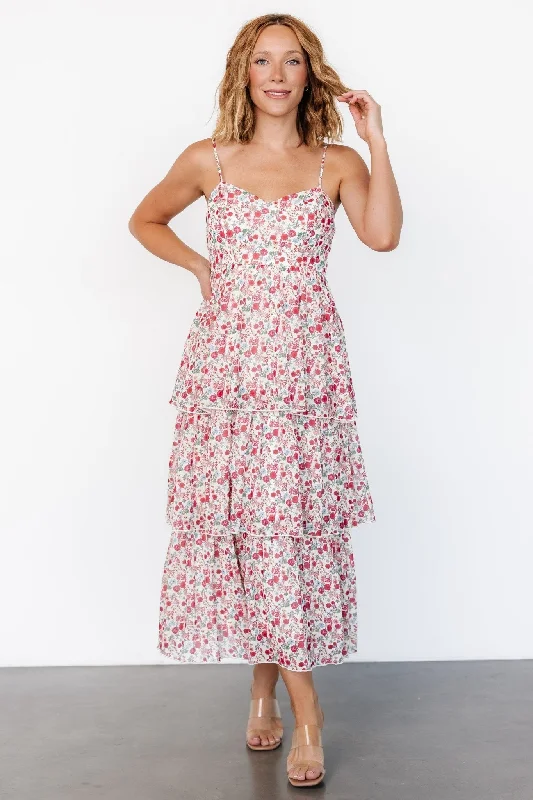 Simple Chic Wear Cozy Wearables Caprice Tiered Dress | Cream Multi Floral