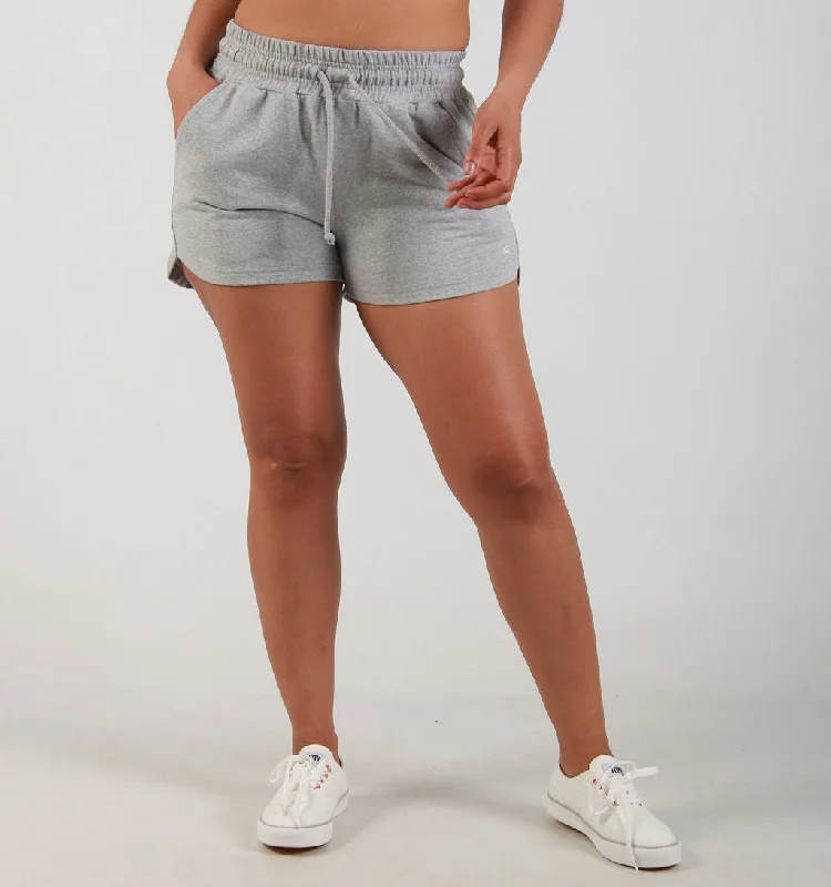 Effortless Chic Style Relaxed Pieces LADIES KNIT SHORTS – GREY MELANGE