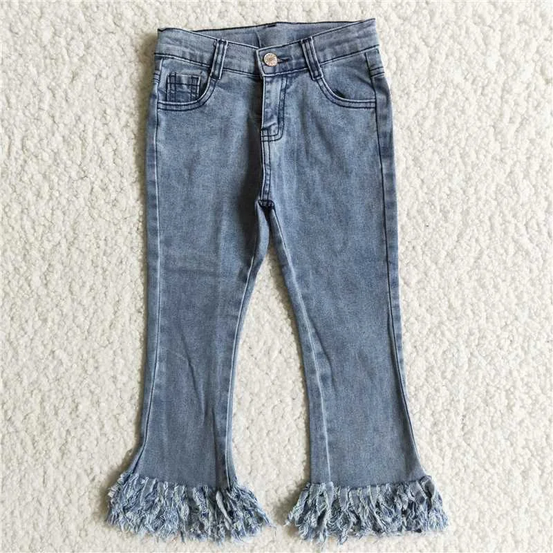Soft Layers Clothing Chic Textures girl high quality solid jeans with tassel
