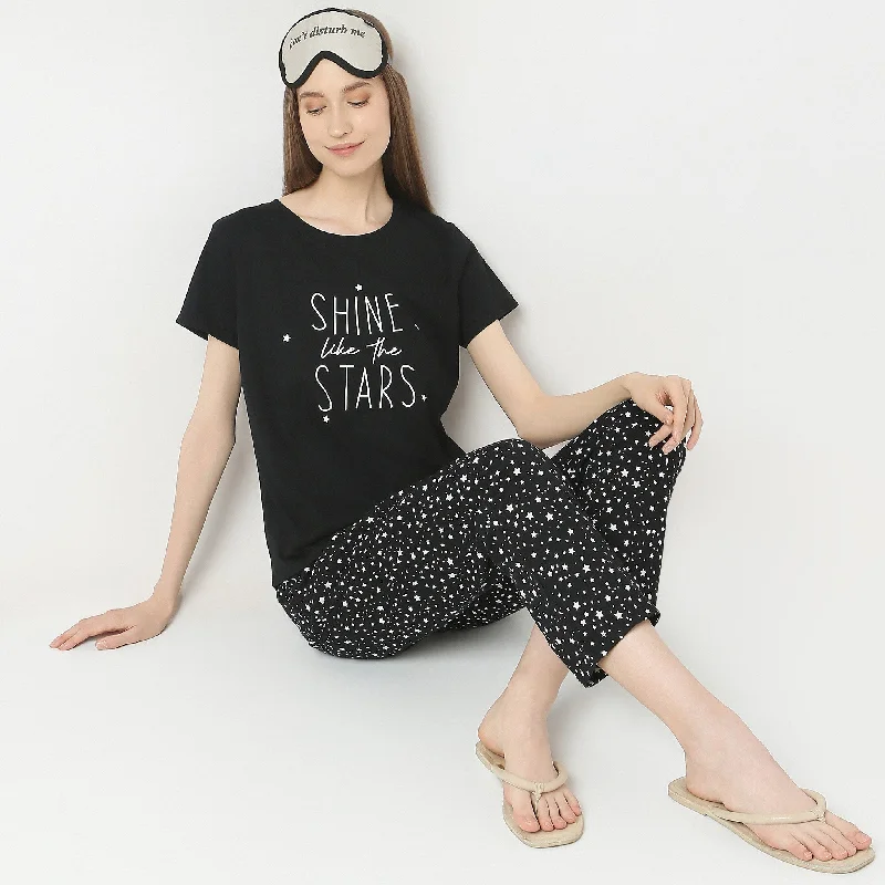 Effortless Fashionwear Relaxed Dressing Regular Fit Printed Lounge T-Shirt