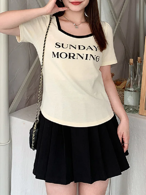 Sunday Morning Print Square-Neck Tee